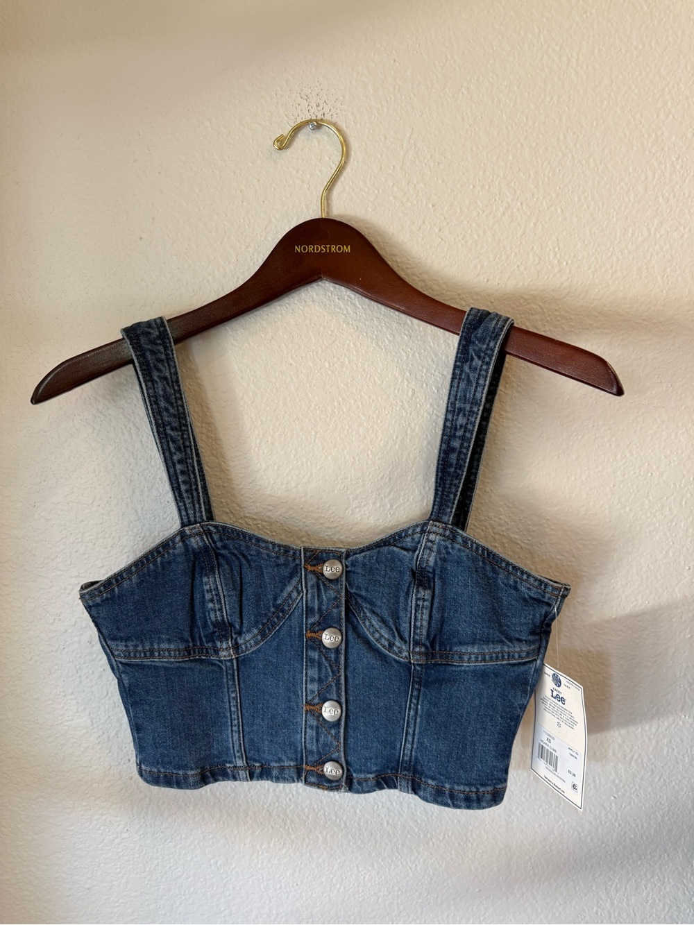 Lee Women's Dark Wash Denim Bustier Crop Top